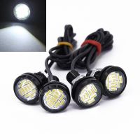 ตาเหยี่ยวสีขาว Led รถ Drl 12V 4ชิ้น15W Lampu Jalan รถถอยหลังไฟสำหรับยานยนต์ป้ายจอดรถถอยหลัง