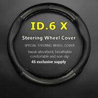 dfgvedvg Car PUleather For Volkswagen ID.6 X Steering Wheel Cover Genuine Leather Carbon Fit VW ID6 X Pure Pro Prime 2021 2022 2023