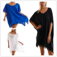 --D0512 Clearance hot style small wrinkles cloth tassel beach blouse sexy bikini smock; loose vacation is prevented bask in unlined upper garmen