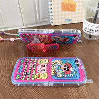 เคสการ์ตูนสำหรับ Samsung Galaxy Z Z Flip 5 4 3น่ารักสีเทียนหน้าแข้งป้องกันเนื้อนิ่ม TPU กันตก + พลาสติกแข็งหน้าจอปกป้องฝาปิดมีสายรัดข้อมือและที่วางโทรศัพท์3D รูปโทรศัพท์