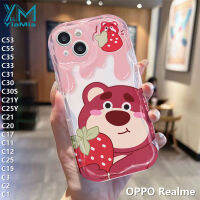 YiaMia เคสโทรศัพท์แฟชั่นสำหรับ C55 C53 Realme OPPO C35 C33 C31 C25 C30 C30S C21Y C25Y C21 3D C20 C17เคสโทรศัพท์ C11น่ารักขอบลอนการ์ตูนน่ารักหมีสตรอเบอร์รี่หมีวินนี่หมีภาพเคลื่อนไหวน่ารัก TPU แบบนิ่มสำหรับเด็กผู้หญิงปกหลัง