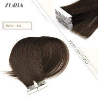 ZURIA PU Skin Tape In Human Hair Extensions 100Pure Natural Straight 16"20"24"20pcspack Adhesive Invisible Tape Hand Tie Hair