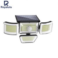 278 LED Solar Lights Outdoor Wall Lamp PIR Motion Sensor Adjustable 4 Heads Flood Lamps Garden Yard Pathway Garage Street Light