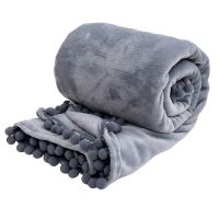 Soft Shaggy Throw Blanket with Balls Warm Winter Solid Color Bedspread on the Bed Decorative Sofa Fluffy Blanket