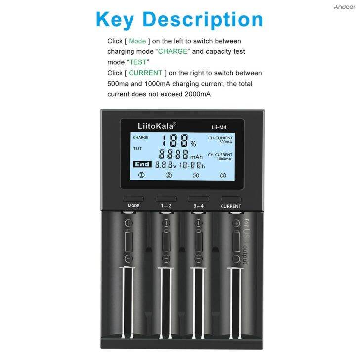 liitokala-lii-m4-เครื่องชาร์จแบตเตอรี่-4-สล็อตพร้อมจอแสดงผล-lcd-สําหรับ-18650-26650-14500-aa-aaa-lithium-nimh-battery