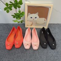 【Ready Stock】Newmelissa-Square Head Dance Shoes Comfortable Flat Bottom Womens Sandals Bow