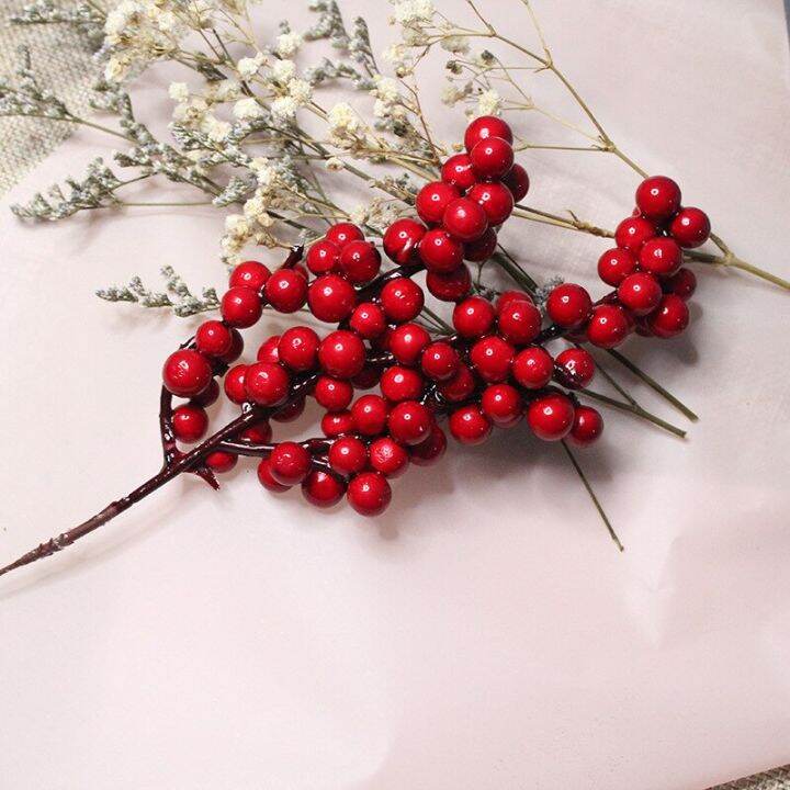 10pcs-lot-red-berry-bouquet-wedding-party-decor-christmas-decoration-for-home-flower-branch-artificial-pine-cone-new-year-2023