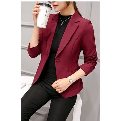 womens-suit-jacket-work-interview-polite-wine-red-or-dark-red-1-button-long-sleeve-with-lining-real-pocket
