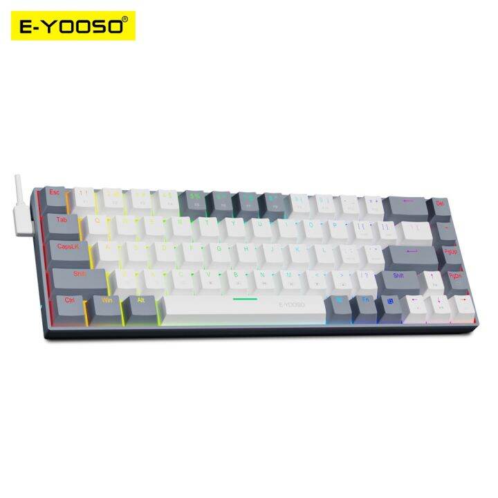 E YOOSO Z686 RGB USB 60 Mini Slim Mechanical Gaming Wired Keyboard Red Switch 68 Keys Russian