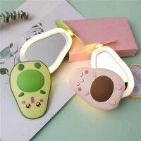 Makeup Mirror Portable Avocado Shape Handheld Mini Air Cooler Fan with Fill Light Mirror USB Three Way Fill Light Make-up Mirror Mirrors