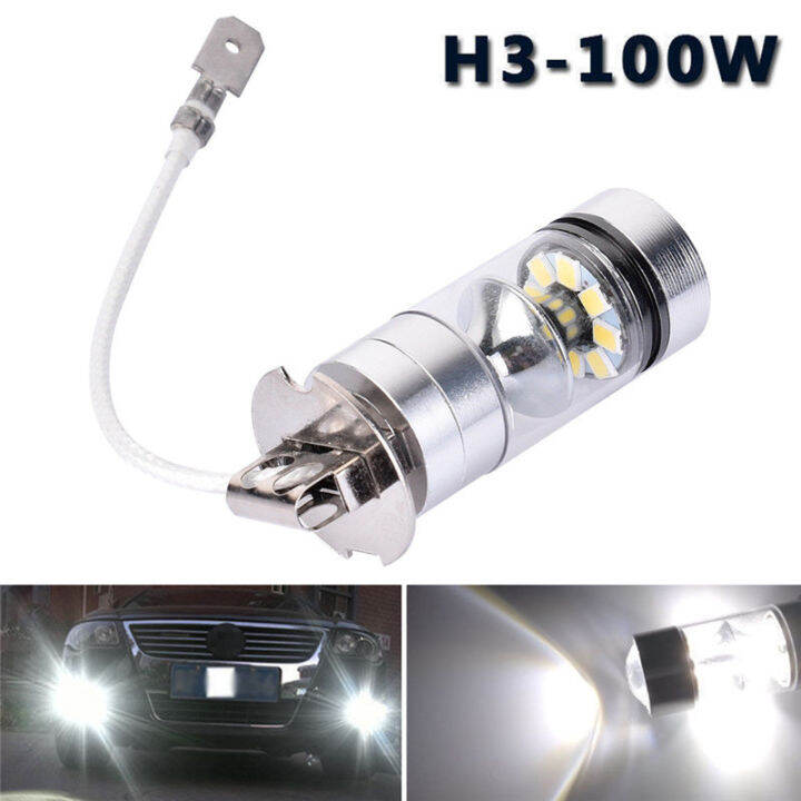 h3-led-สีขาว100w-2ชิ้นหลอดไฟตัดหมอกรถยนต์2828กำลังไฟสูง1000lm-drl