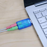 การ์ดเสียงภายนอก USB ไปยังอะแดปเตอร์เชื่อมหูฟังเสียง USB ตัวแปลงเสียงภายนอก2.0พอร์ตสำหรับพีซีแล็ปท็อปเดสก์ท็อป Windows