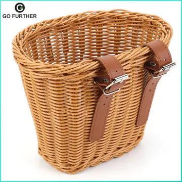 Popular Front Children Wicker Bicycle Basket with Leather Belt