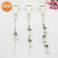 4pcs Exhibition Art Hanging System Gallery Large PaintPicturePhoto Display Kit Steel Wire Cable Ceiling Hook,Hanger 3 Hooks