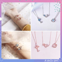 A HELLO GIRL JEWELRY สวัสดีสาวเครื่องประดับสร้อยข้อมือผู้หญิงดาวเคราะห์ที่สำคัญสีฟ้าคริสตัลสีเงินสร้อยข้อมือสาวแฟชั่นเครื่องประดับ