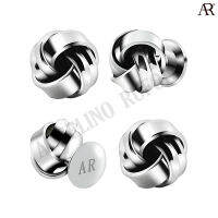 ANGELINO RUFOLO Tuxedo Studs ดีไซน์ Knot กระดุมทักซิโด้โรเดียมคุณภาพเยี่ยม ตัวเรือนสีเงิน