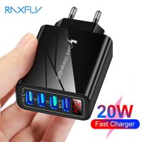 Raxfly 2023อะแดปเตอร์ชาร์จเร็ว,4พอร์ตสำหรับติดผนังเครื่องชาร์จ USB สำหรับ Samsung Xiaomi Huawei