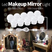 LED Makeup Mirror Light Bulbs USB Hollywood Make up Lamp Vanity Lights Bathroom Dressing Table Lighting Dimmable LED Wall Lamp