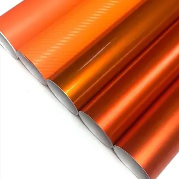 Car Orange Carbon Fiber Vinyl Wrap Sticker Interior Accessories Panel  50x12Inch