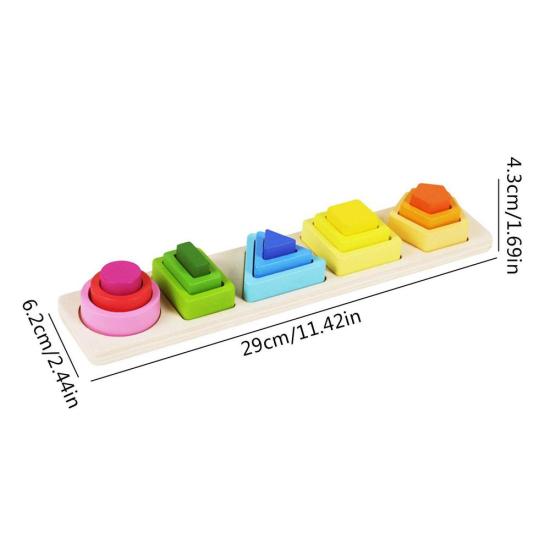 Phân loại đồ chơi kiểu xếp chồng màu gỗ và hình dạng công nhận stacker - ảnh sản phẩm 1