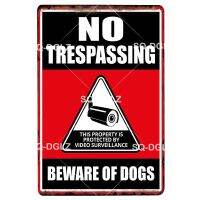 Lupeishop No Trespassing ป้ายโลหะ Plaque Vintage Decor ผับบาร์ตกแต่ง Pet แผ่นดีบุกระวังสุนัข Home