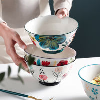 Handmade Lovely Flower Ceramic Bowl Cutlery Fruit Salad Dessert Bowl porcelain Breakfast Rice Bowl Japanese Style Tableware