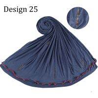 【YF】 D25-New arrival Design high quality 2 Sides Red Line stretchy Jersey hijab Scarf for arab Ladys headscarf