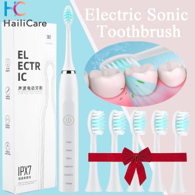 hot【DT】 Electric Toothbrush Adults 4 Speed USB Charger Whitening Brushes Heads Set Teens