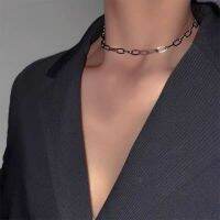 สร้อยคอโซ่สั้น โลหะ แบบหนา แต่งไหปลาร้า สไตล์เท่