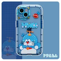 Fluorescent Soft Case for IPhone 11 12 13 Pro Max Candy Cute Cartoon Hand Drawn Fat Doraemon Back Cover XR XS Max Luminous Couple Shockproof Phone Case