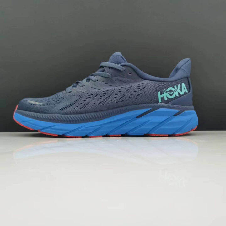 2023New HOKA ONE ONE Clifton 8 Shock Absorption Sneakers Running Shoes Navy Blue Lazada