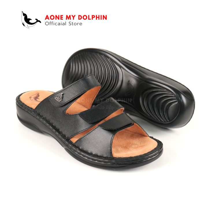 aone-my-dolphin-ลิขสิทธิ์แท้-wd17-รองเท้าแตะเพื่อสุขภาพ-แบบสวม-หนังแท้100