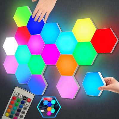 RGB LED Quantum Lamp Hexagon Light Touch Sensor RGBW LED Wall Lamp LED Honeycomb Light Colorful Modular Night Light For Bedroom