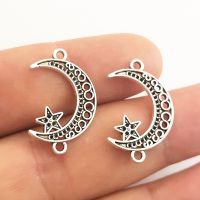 JINDINSP 30pcs 25*16mm Silver Color Connector Moon Star Charms Pendant For Jewelry Making Bracelet Accessories DIY Handmade DIY accessories and others