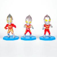 (Tk) 6pcs Set Mainan Action Figure Ultraman Dengan Base Untuk Dekorasi Kue Ulang Tahun