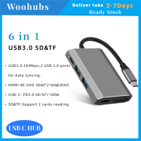 [COD]Woohubs ยี่ห้อ USB 3.0ชนิด C ฮับกับ HDMI 5Gbps พอร์ต4K การส่ง (USB 3.0X2 + Sd/ ตำแหน่งบัตร TF + HDMI + USB-C) ฮับพอร์ตหลายพอร์ต USB ช่องเสียบ Type C 3.0 Type-C เป็น HDMI