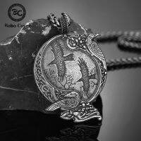 【Transparent thinking】ไวกิ้งโอดิน39; S Raven สร้อยคอผู้ชาย Norse Vegvisir พระเครื่องสำริดโบราณโลหะจี้อีกาสแกนดิเนเวีพังก์โกธิคชายเครื่องประดับ