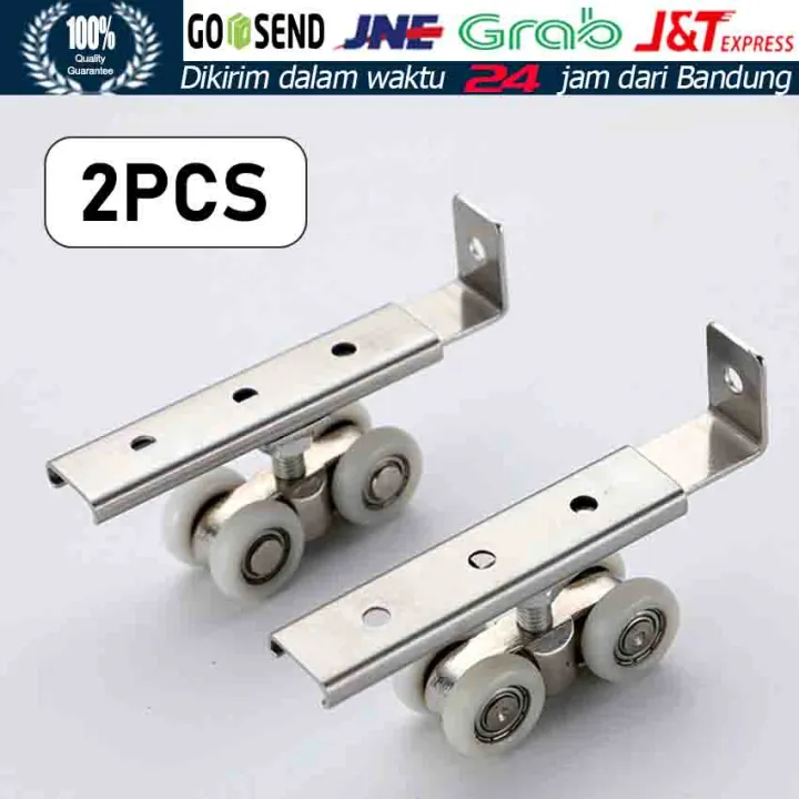 2 Buahset Roller Pintu Sliding 48 Roda Rumah Kamar Roda Gantung Pintu Kayu Rail Track Pulley 5705