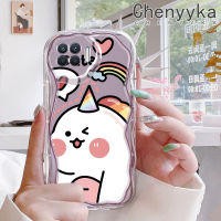 เคส Chenyyka สำหรับ OPPO A93 2020 F17 Pro Reno 4F Reno 4 Lite เคสลายการ์ตูนยูนิคอร์นน่ารักลายคลื่นเนื้อครีมกันกระแทกแบบใสนิ่มเคสมือถือโปร่งใสลายกล้องถ่ายรูปที่สร้างสรรค์เคสซิลิกาเจลฝาครอบป้องกัน