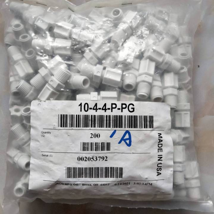 jaco-ข้อต่อตัวผู้-1-4-od-x-1-4-npt-made-in-usa-ผลิตจากวัสดุ-pvdf-material-เป็นวัตถุดิบพลาสติกชนิดพิเศษ-ทนกรด-ด่างและสารเคมี-nbsp-nbsp-ใช้ในอุตสาหกรรม