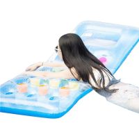 Inflatable Pool Floats 18-Hole Inflatable Bed For Adult Pool Floats Adult Size Lounger Transparent Built-In Air Pillow Tanning