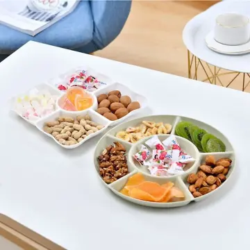 Divided Serving Dishes with Lid, Serving Tray with Lid, Round Divided  Plates, Sectional Serving Tray Removable Party Snacks Tray for Candies,  Nuts