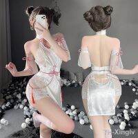 【hot】♤✜  Fun Nightwear Hollow Neck Drawstring Wrapped Hip Qipao Ancient Hanfu Uniform