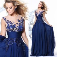 Ball Gown Blue Lace Backless Wedding Bridal Dresses Party tail embroidery Hosts Dress h265