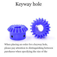 อัตราส่วนความเร็ว 1:1 1/2M Die สีฟ้าไนลอนเกียร์ Keyway ตรงเกียร์ 20-30 ฟัน 8-25 BORE 90 องศา Meshing มุมเกียร์พลาสติก-aerwererwess