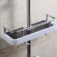 Shower Storage Holder Bathroom Shelf Pole Shelves Shampoo Tray Stand No Drilling Lifting Rod Shower Head Holder Rack Organizer