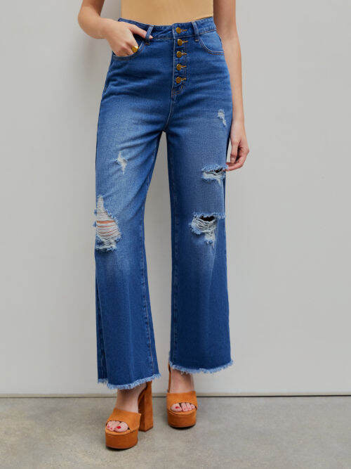 Cider Ripped Middle Waist Straight Leg Jeans Lazada PH