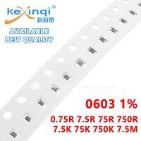 100pcs/lot SMD 0603 Resistor 1 1/10W resistance 0R Ohm 0.75R 7.5R 75R 750R 7.5K 75K 750K 7.5M