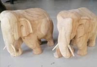 2 Elephant Wood Carved Sculptures Wood Carving Thai Wooden Carve 17 x 13 x 10 Cm Teak Wood Carve ( 2 ตัว ช้างไม้แกะสลักไม้สักแท้ ช้างไม้สักแกะสลัก)