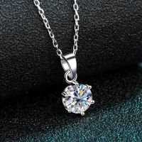 KNOBSN 1ct 2ct Moissanite Necklace for Women Wedding Jewelry with GRA 925 Sterling Sliver Plated White Gold Diamond Necklace